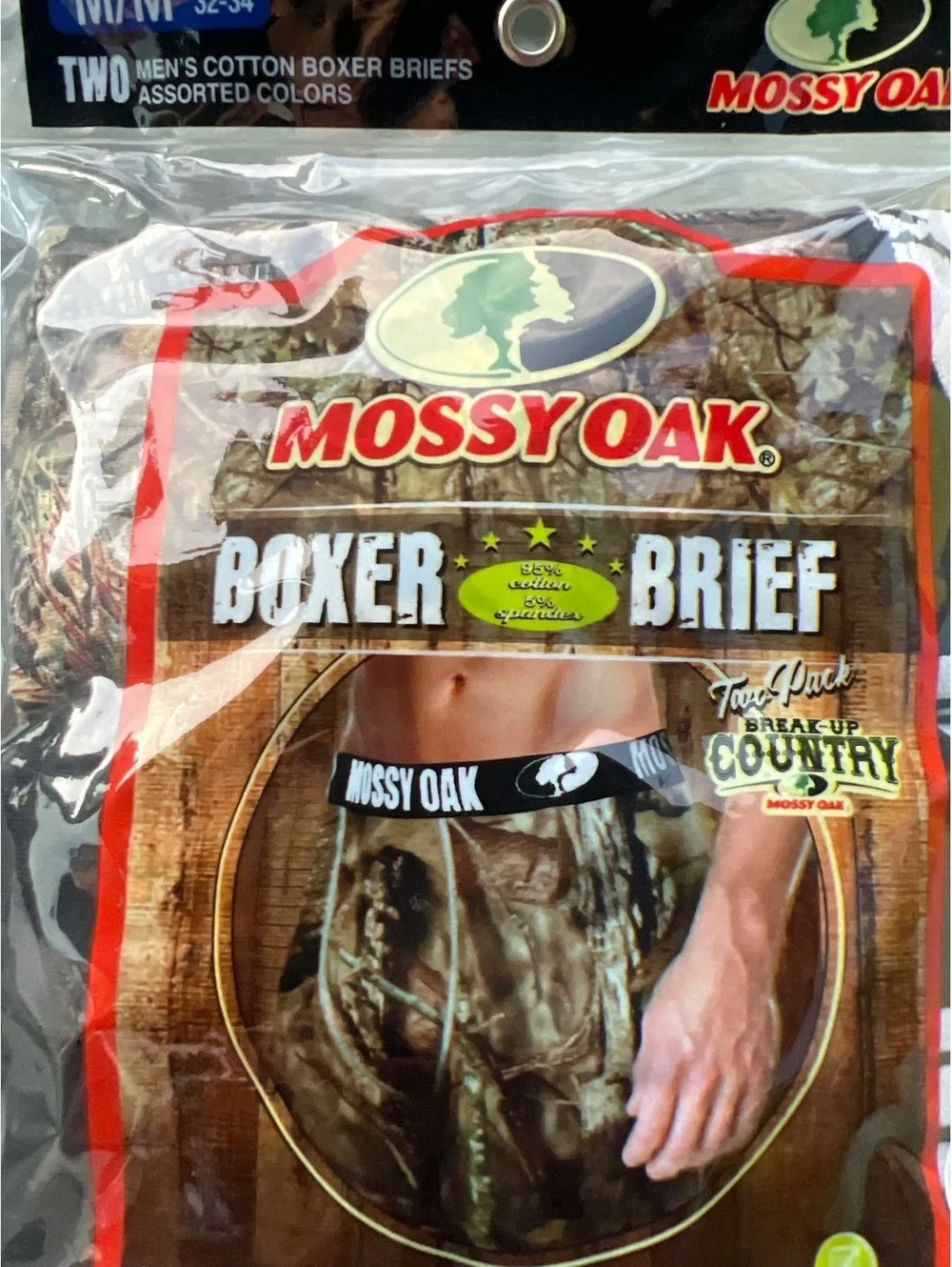 Mossy Oak Men's Cotton Boxer Briefs, Two-Pack, Size Medium